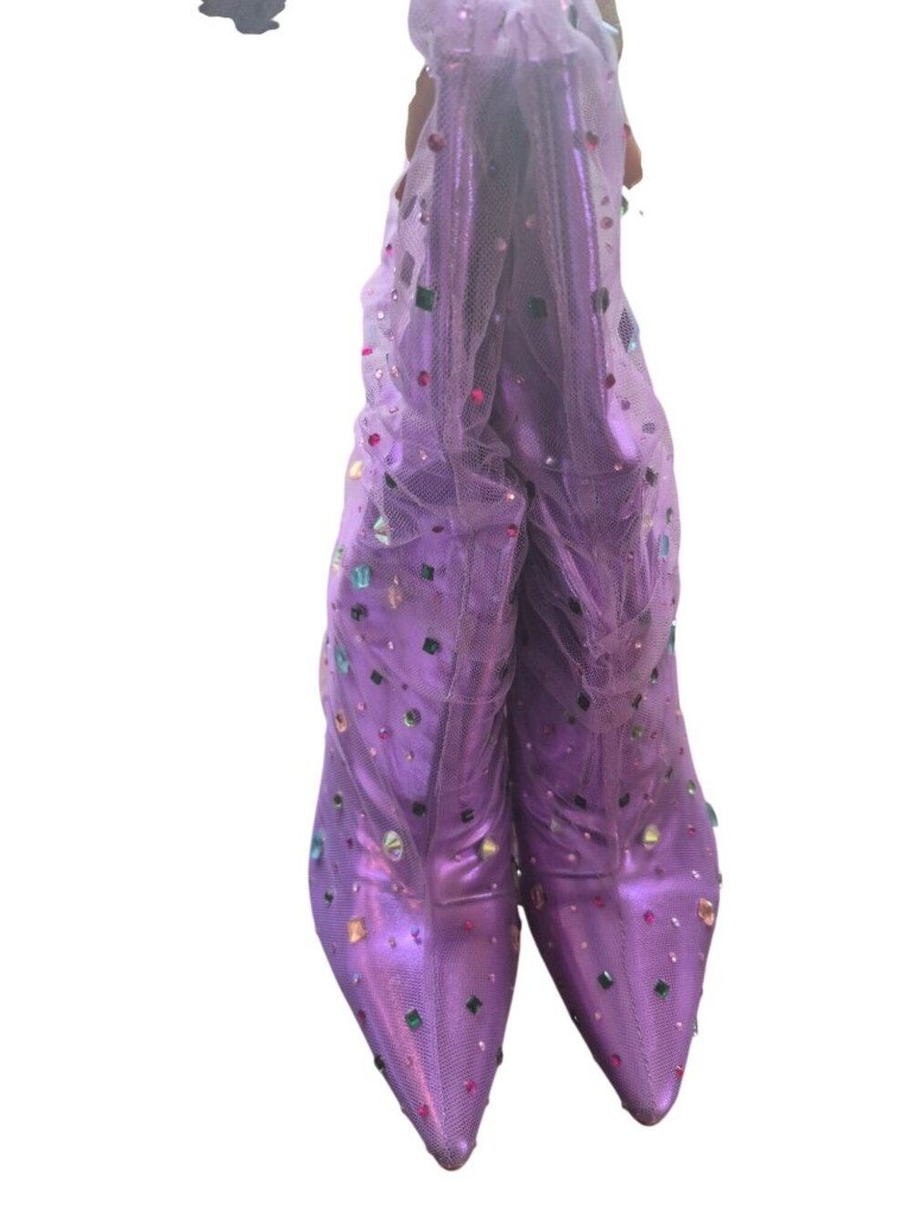 Azalea Wang Liora Purple Rhinestone Slouchy Stiletto Boots US Size 10 - Picture 2 of 6